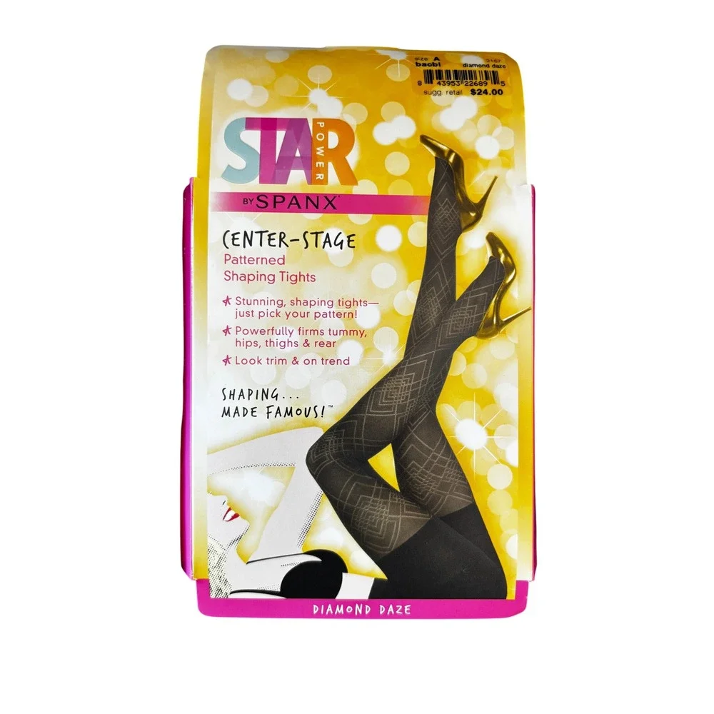 Spanx Star Power Center-Stage Patterned Shaping‎ Tights Size A Black Lot of 2